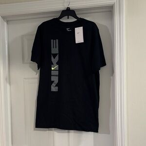Nike Men's Black Tee with Silver and Yellow Accents